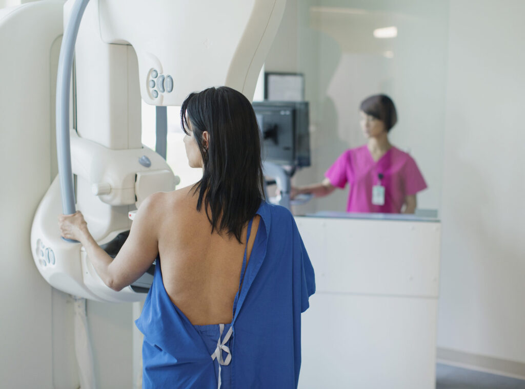 woman getting a mamogram