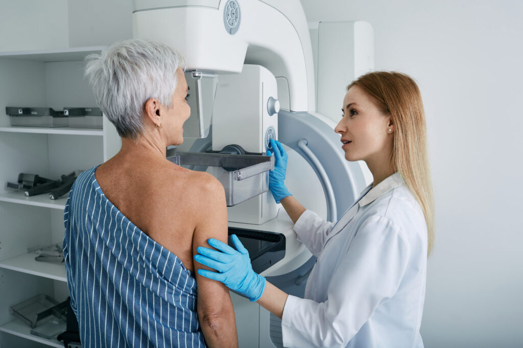 woman getting a mamogram